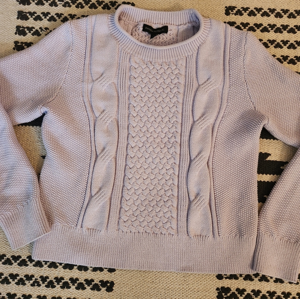 Lilac Rose Cotton Sweet Pretty Cable Knit Sweater Top Size Small - Picture 5 of 11
